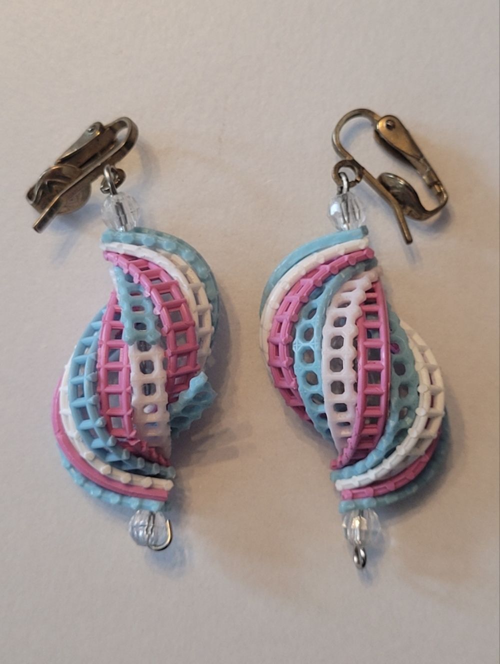 Pastel Twisted Thread Clip-On Earrings - Pink, Blue, White